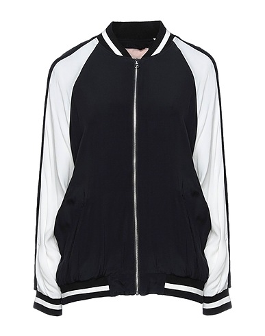 TWINSET Bomber Black 100% Viscose, Polyester, Cotton, Elastane