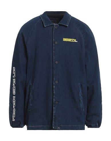 ROBERTO CAVALLI SPORT Denim jacket Blue 93% Cotton, 6% Polyester, 1% Rubber