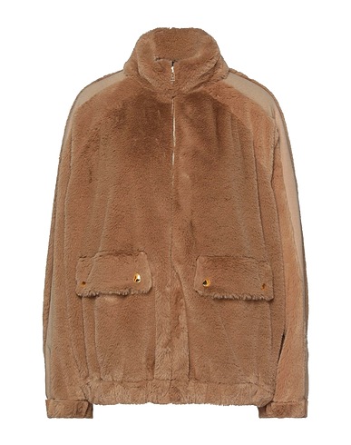 LOVE MOSCHINO Teddy Coat Camel 100% Polyester, Acrylic, Viscose, Virgin Wool, Elastane