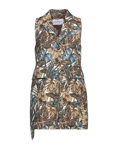 FERRAGAMO Vestito corto Khaki 51% Seta, 28% Lino, 21% Cotone