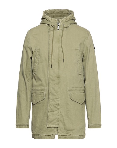 TRUSSARDI JEANS Full-length jacket Military green 97% Cotton, 3% Elastane