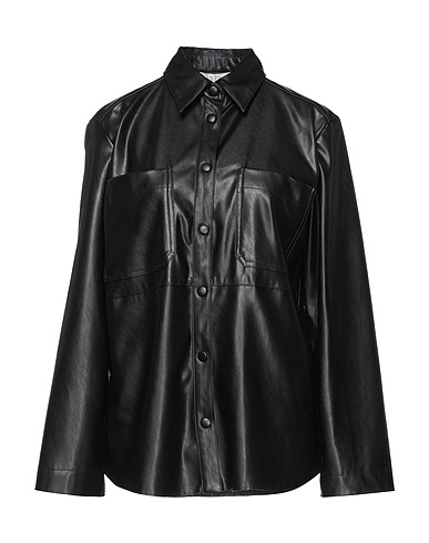 19.70 NINETEEN SEVENTY Solid colour shirts & blouses Black 100% Polyester, Polyurethane
