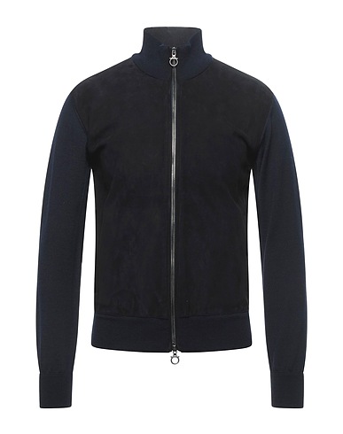 FERRAGAMO Bomber Midnight blue 100% Virgin Wool, Lambskin