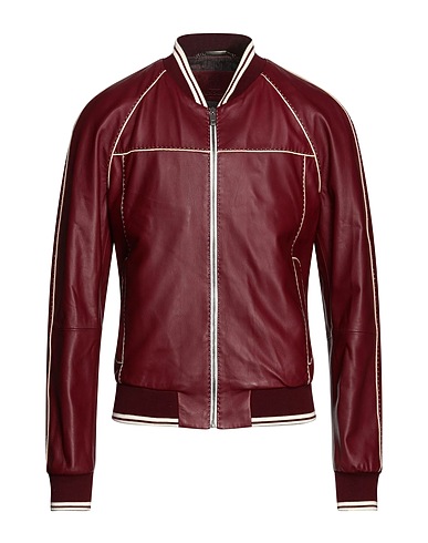 DOLCE&GABBANA Bomber Bordeaux 100% Pelle di agnello, Cotone, Poliammide, Elastan