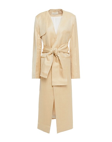 GIA STUDIOS Double breasted pea coat Beige 56% Acetate, 44% Linen