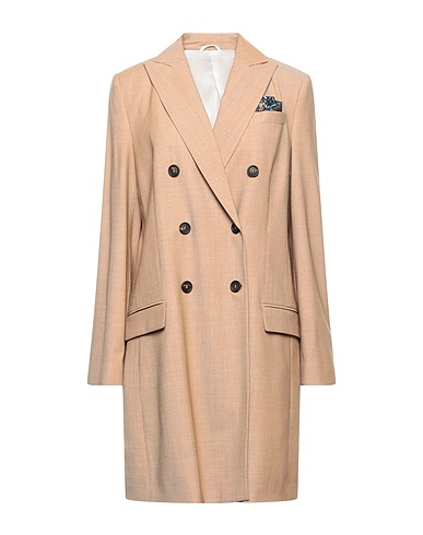 BRUNELLO CUCINELLI Double breasted pea coat Camel 100% Silk