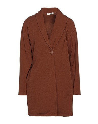 THINK Full-length jacket Brown 96% Polyester, 4% Elastane