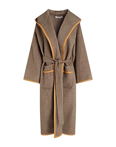 TORY BURCH コート ライトブラウン ウール 100% / 羊革（ラムスキン）