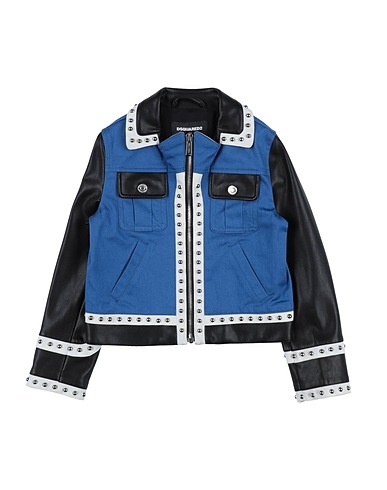 DSQUARED2 Biker jacket Azure 98% Cotton, 2% Elastane, Polyurethane, Plastic