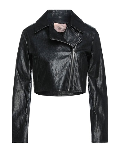 TWINSET Biker jacket Black 75% Viscose, 14% Polyester, 7% Cotton, 4% Metal