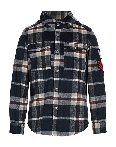 DANIELE ALESSANDRINI Kariertes Hemd Nachtblau 65% Polyester, 30% Acryl, 5% Andere Fasern, Baumwolle
