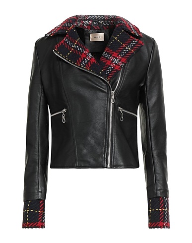 TOY G. Bikerjacke Schwarz 100% Polyurethan, Polyester, Wolle