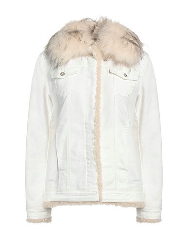 LIU •JO Denim jacket White 98% Cotton, 2% Elastane