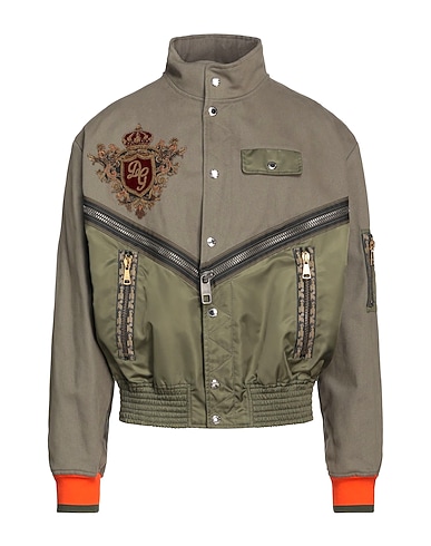 DOLCE&GABBANA Jacket Military green 80% Polyamide, 20% Cotton, Brass, Silk, Synthetic fibers