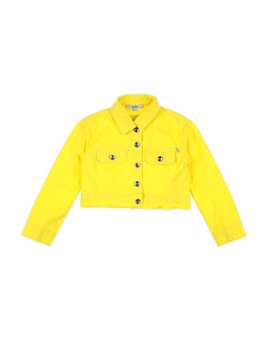 PATRIZIA PEPE Denim jacket Yellow 97% Cotton, 3% Elastane