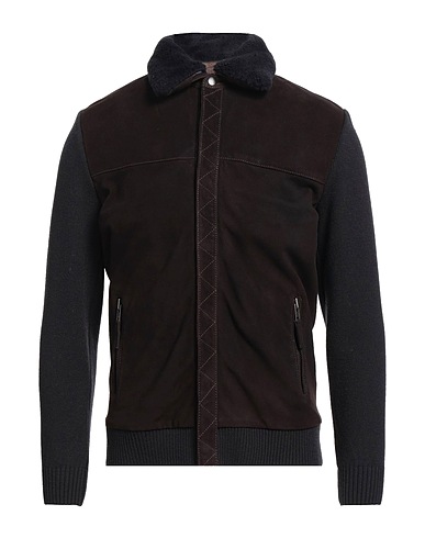 THE JACK AND JACKIE LEATHERS Jacket Dark brown Leather, Polyester