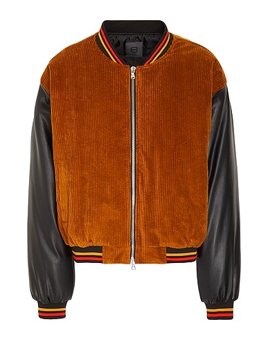 8 by YOOX Bomber VELVET OVERSIZED BOMBER JACKET
 Camel 90% Cotton, 10% Elastane, Polyester
