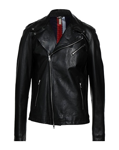 DANIELE ALESSANDRINI HOMME Biker jacket Black 100% Soft Leather