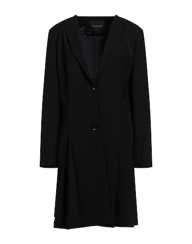 TRUSSARDI Full-length jacket Black 53% Polyester, 43% Virgin Wool, 4% Elastane