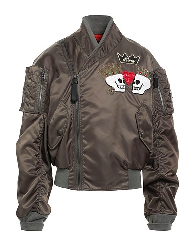 DOLCE&GABBANA Bomber Military green 100% Polyamide, Zamak, Calfskin, Glass, Polyester