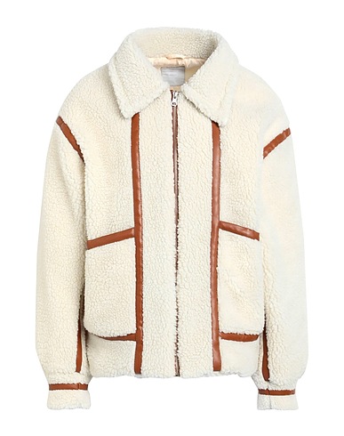 8 by YOOX Teddy Coat RECYCLED POLY TEDDY JACKET Ivory 100% Recycled polyester