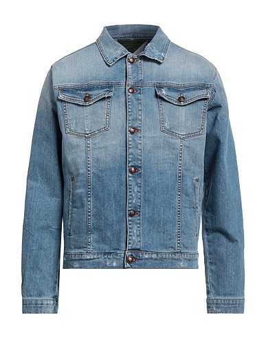 MESSAGERIE Denim jacket GREEN FLAG Blue 98% Cotton, 2% Elastane