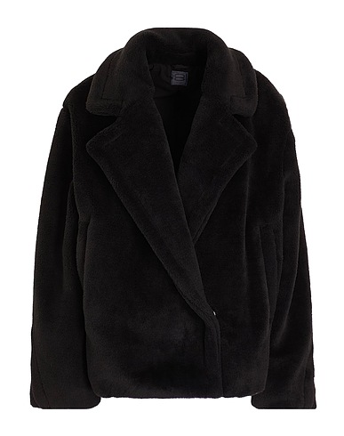 8 by YOOX Teddy Coat TEDDY BIKER JACKET Black 100% Polyester