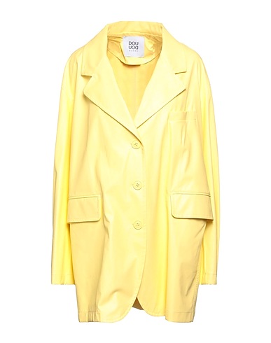 DOUUOD Full-length jacket Pastel yellow 100% Polyurethane, Viscose