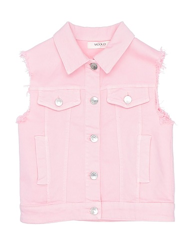 VICOLO Denim jacket Pink 97% Cotton, 3% Elastane