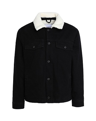 TOPMAN Denim jacket Topman borg collar denim jacket  Black 100% Cotton