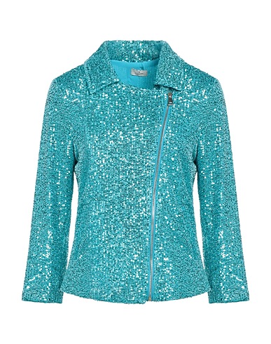 REBEL QUEEN by LIU •JO Biker jacket Turquoise 100% Polyester