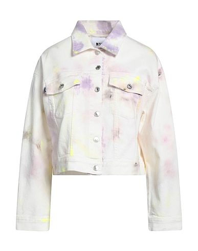 MSGM Denim jacket Ivory 99% Cotton, 1% Elastane