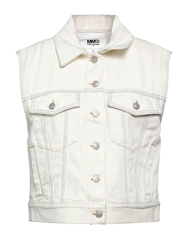 MM6 MAISON MARGIELA Denim jacket Ivory 100% Cotton, Polyester