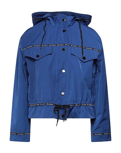 LOVE MOSCHINO Full-length jacket Blue 90% Polyester, 10% Cotton