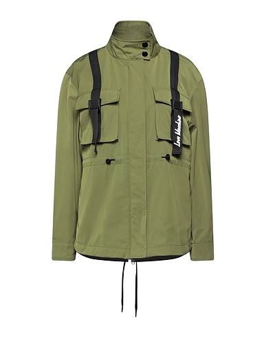 LOVE MOSCHINO Lange Jacke Militärgrün 90% Polyester, 10% Baumwolle