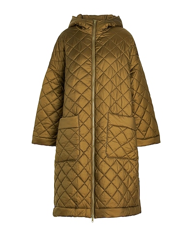 8 by YOOX Shell jacket RECYCLED NYLON QUILTED HOODED PUFFER COAT
 Military green 100% Recycled polyamide