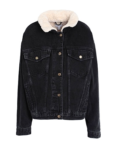 TOPSHOP Denim jacket Black 100% Cotton