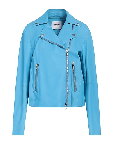 SWORD 6.6.44 Biker jacket Light blue 100% Soft Leather