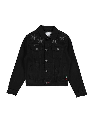 PHILIPP PLEIN Denim jacket Black 92% Cotton, 6% Elastomultiester, 2% Elastane