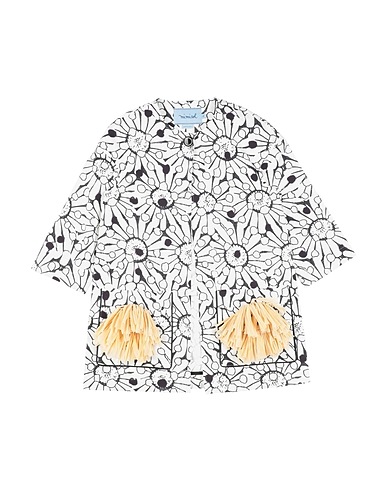MIMISOL Full-length jacket White 89% Cotton, 8% Polyester, 3% Elastane