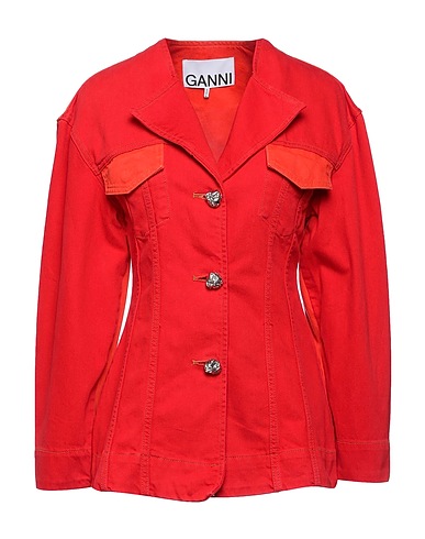GANNI Denim jacket Red 100% Organic cotton
