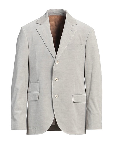BRUNELLO CUCINELLI Blazer Light grey 91% Cotton, 8% Cashmere, 1% Elastane
