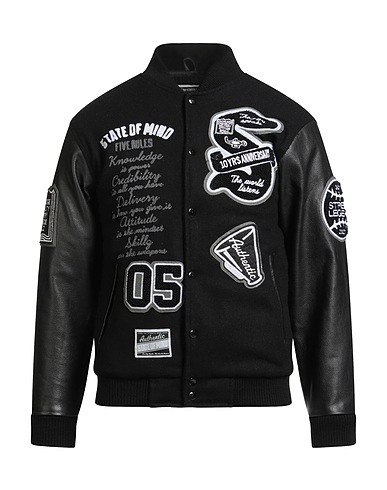 5TATE OF MIND Jacket Black 100% Wool, Cow leather