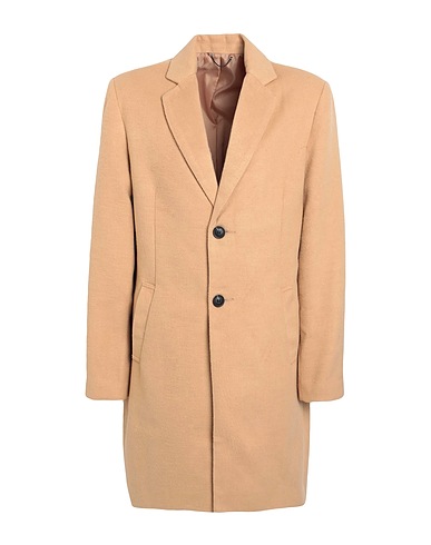 TOPMAN Coat Beige 81% Polyester, 17% Acrylic, 2% Nylon