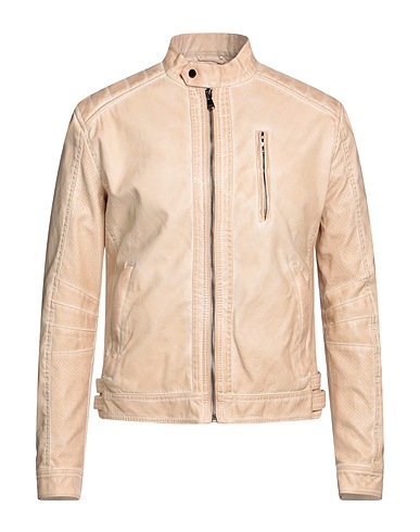 YES ZEE by ESSENZA Biker jacket Beige 60% Polyurethane, 40% Viscose