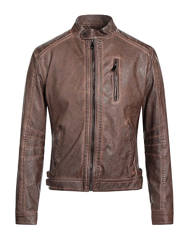 YES ZEE by ESSENZA Giacca biker Marrone 60% Poliuretano, 40% Viscosa