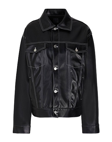 8 by YOOX Giubbotto Nero 65% Poliuretano, 35% Poliestere