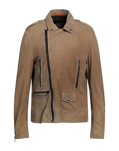 TOD'S Biker jacket Khaki 100% Ovine leather