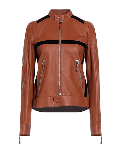 ALESSANDRO DELL'ACQUA x TOD'S Giacca biker Marrone Pelle di agnello, Poliammide