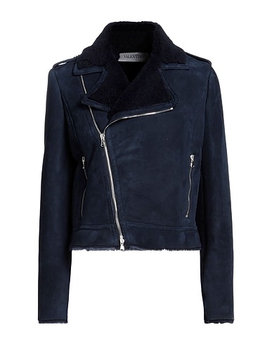 VALENTINO GARAVANI Teddy Coat Blue 100% Lambskin